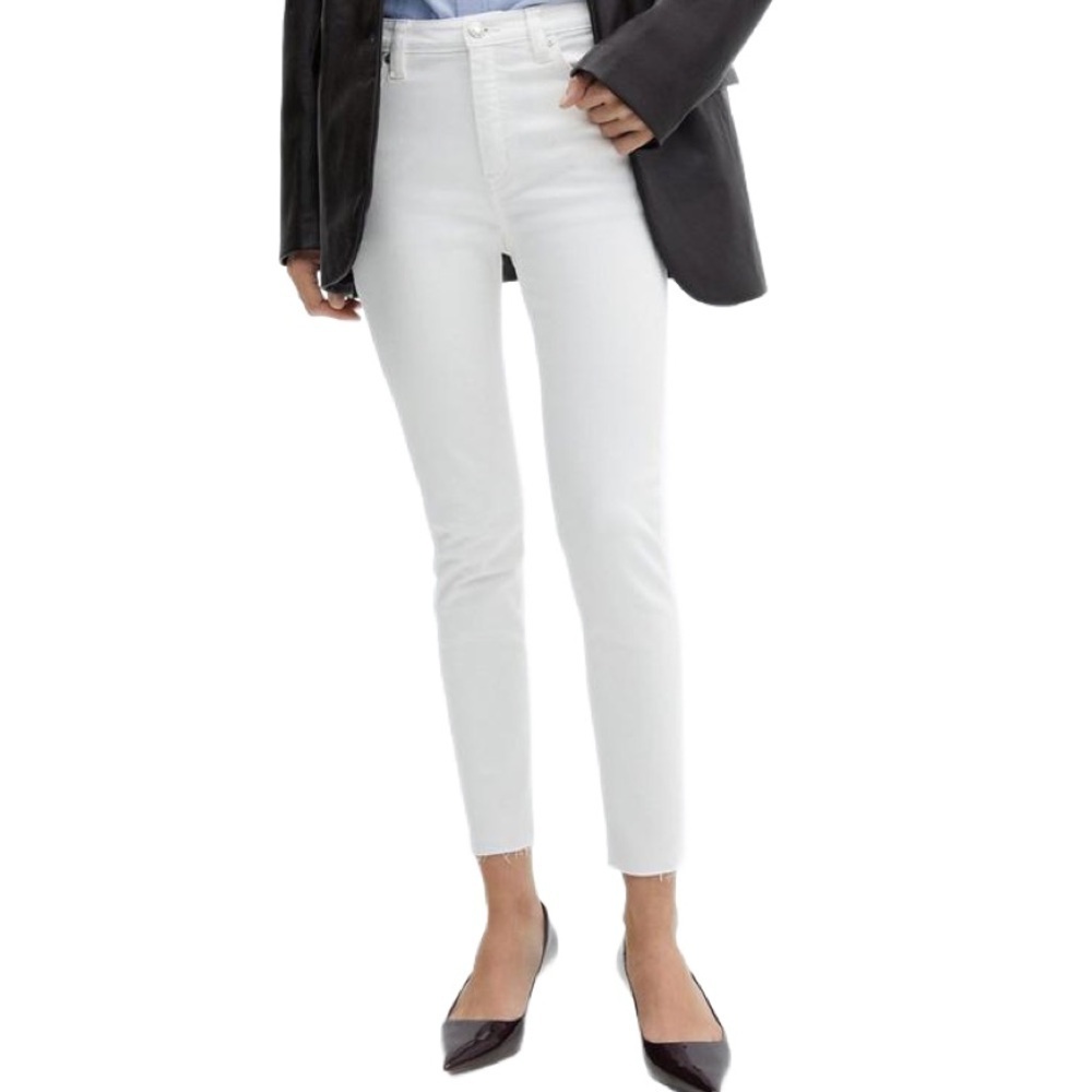 Mango  NWOT White Skinny High Rise Cropped Jeans Size 25